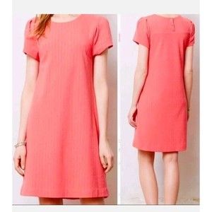 Maeve Anthropologie Short Sleeve Shift Dress Size Small Coral Diamond Textured